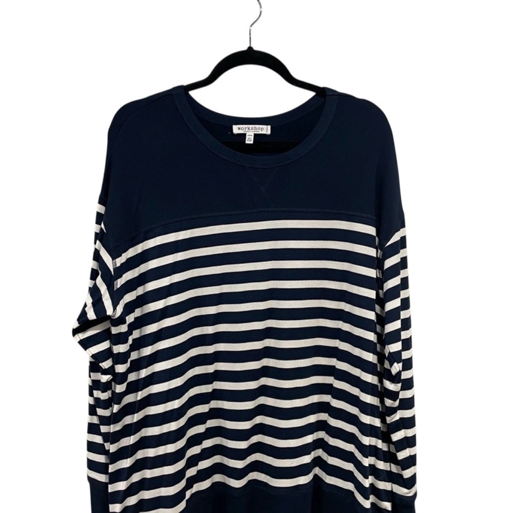 2/$25 Workshop Republic Navy Striped Crewneck Long Sleeve Lighweight Sweater